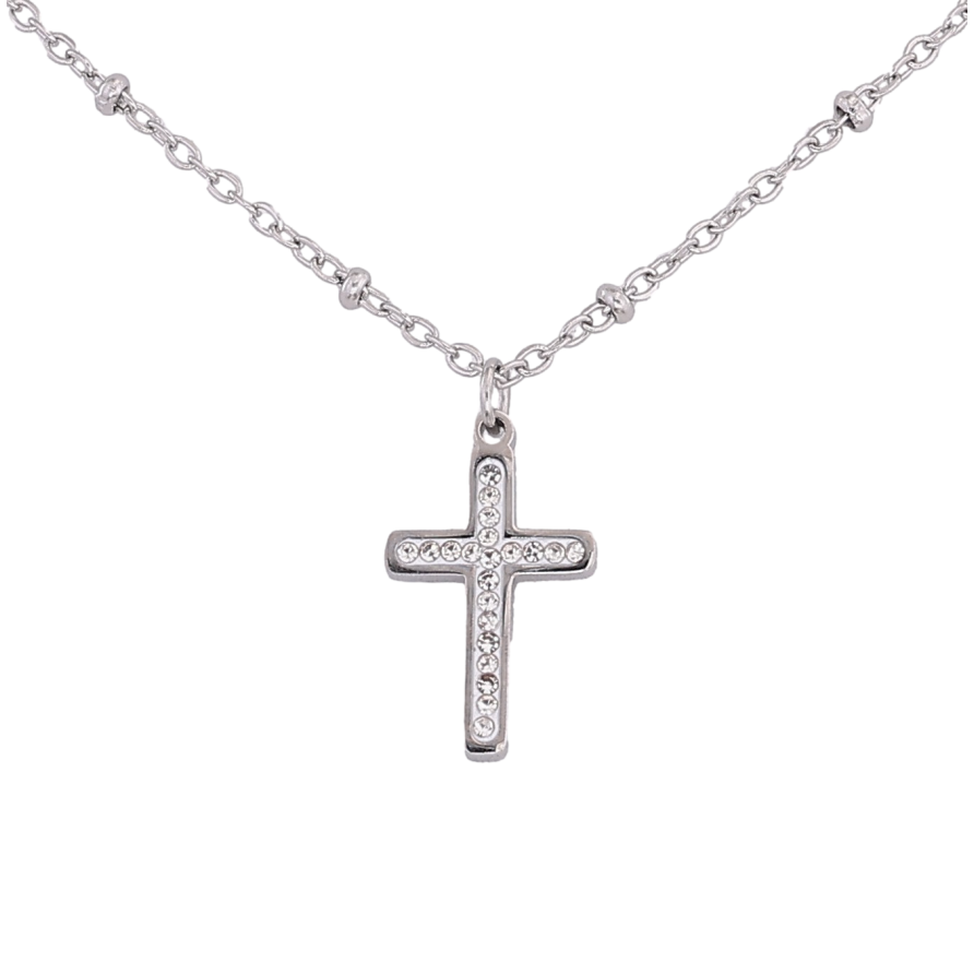 Подвеска на цепочке Xuping ТТМ Stainless Steel цвет Родий "Крест с кристаллами" длина 45-50см х 1.5-2мм фото №1 Подвеска на цепочке Xuping ТТМ Stainless Steel цвет Родий "Крест с кристаллами" длина 45-50см х 1.5-2мм фото №1
