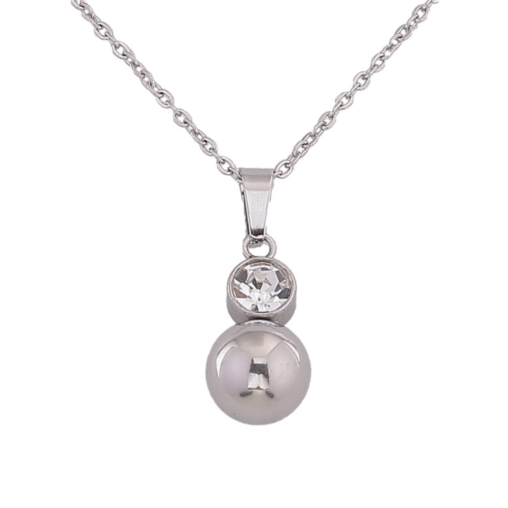 Підвіска на ланцюжку Xuping ТТМ Stainless Steel колір Родій "Кулька з кристалом" довжина 39-44см х 1.5мм фото №5 Підвіска на ланцюжку Xuping ТТМ Stainless Steel колір Родій "Кулька з кристалом" довжина 39-44см х 1.5мм фото №5