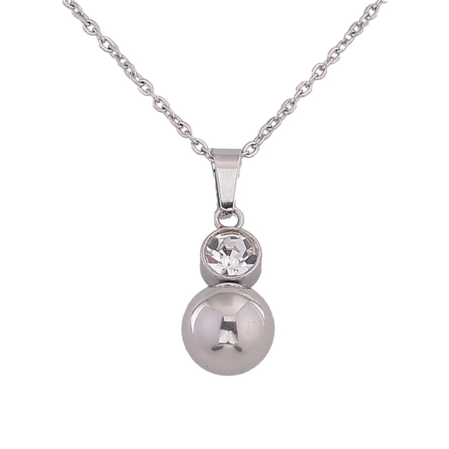 Подвеска на цепочке Xuping ТТМ Stainless Steel цвет Родий "Шарик с кристаллом" длина 39-44см х 1.5мм фото №1 Подвеска на цепочке Xuping ТТМ Stainless Steel цвет Родий "Шарик с кристаллом" длина 39-44см х 1.5мм фото №1