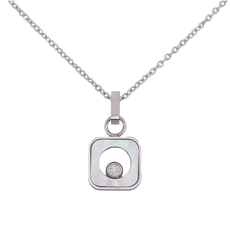 Подвеска на цепочке Xuping ТТМ Stainless Steel цвет Родий "Узор с перламутровой вставкой" длина 45-50см х 1.5мм фото №8 Подвеска на цепочке Xuping ТТМ Stainless Steel цвет Родий "Узор с перламутровой вставкой" длина 45-50см х 1.5мм фото №8