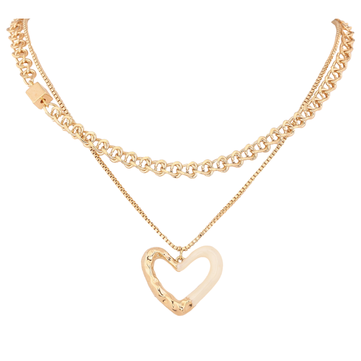 Колье Xuping цвет Позолота 14K "Две цепочки с сердечком" длина 41-46см х 1-5мм фото №3 Колье Xuping цвет Позолота 14K "Две цепочки с сердечком" длина 41-46см х 1-5мм фото №3
