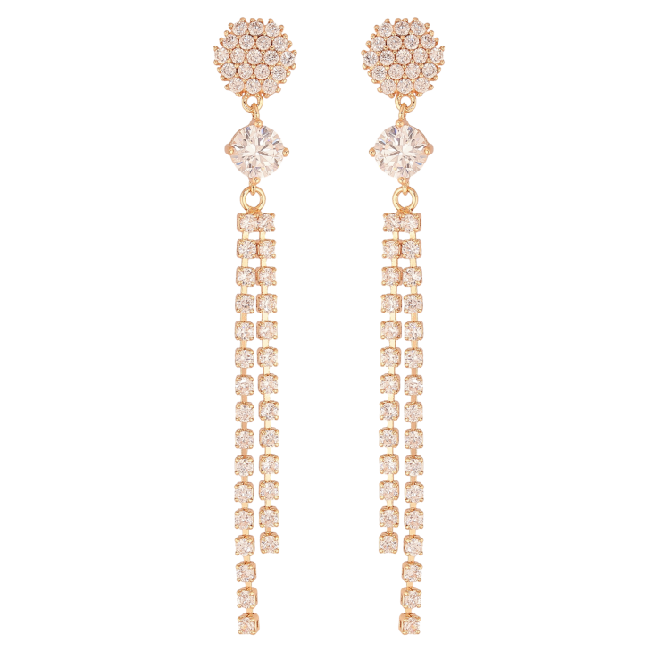 Серьги Xuping M&L цвет 18K пусеты "Кристальные подвески" фото №6