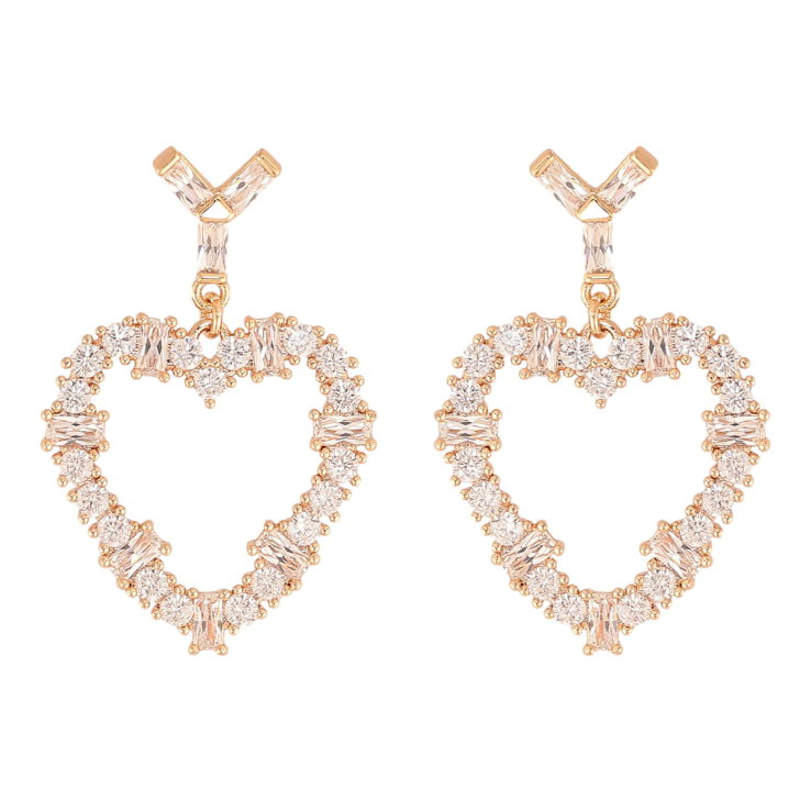 Серьги Xuping M&L цвет 18K пусеты "Кристальные сердечки" фото №11