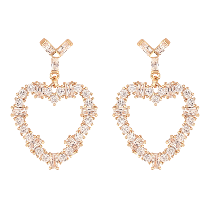 Серьги Xuping M&L цвет 18K пусеты "Кристальные сердечки" фото №1 Серьги Xuping M&L цвет 18K пусеты "Кристальные сердечки" фото №1