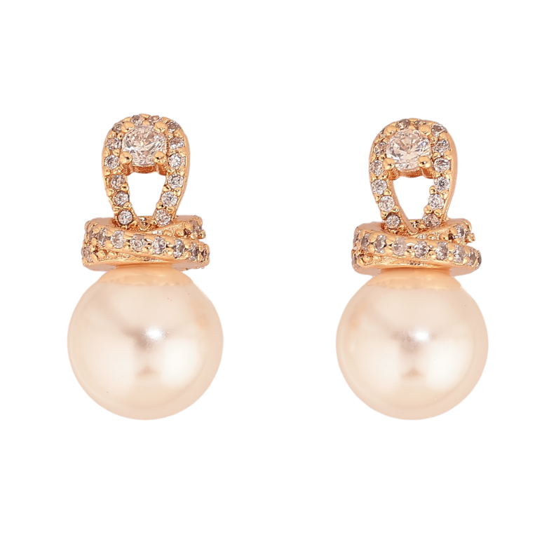 Серьги Xuping M&L цвет 18K пусеты "Жемчужины с кристальными петельками" фото №1
