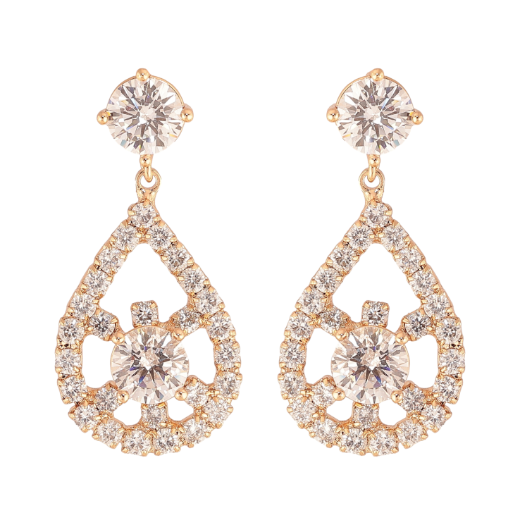 Серьги Xuping M&L цвет 18K пусеты "Кристальные подвески" фото №7