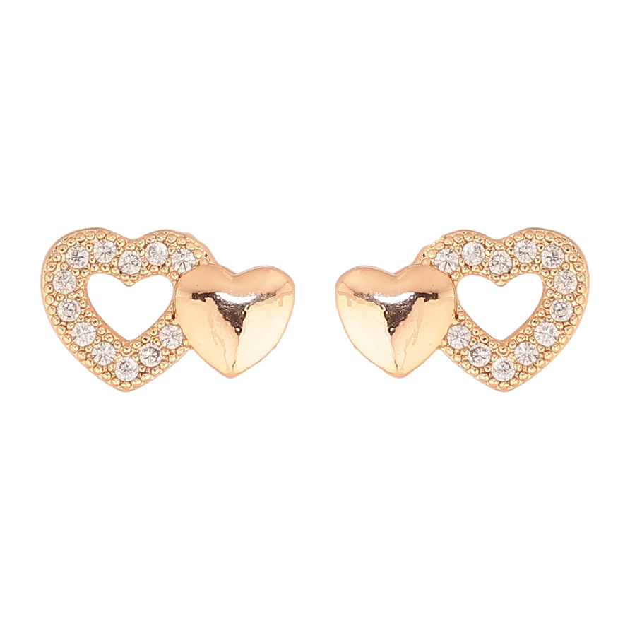 Сережки Xuping M&L колір 18K пусети "Сердечки з кристалами" фото №1 Сережки Xuping M&L колір 18K пусети "Сердечки з кристалами" фото №1