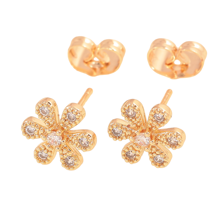 Серьги Xuping M&L цвет 18K пусеты "Цветочки с кристаллами" фото №9
