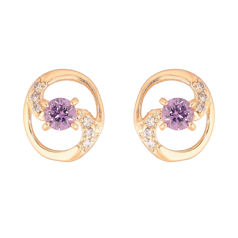 Сережки Xuping M&L колір 18K пусети "Овали з бузковими кристалами" фото №1 Сережки Xuping M&L колір 18K пусети "Овали з бузковими кристалами" фото №1