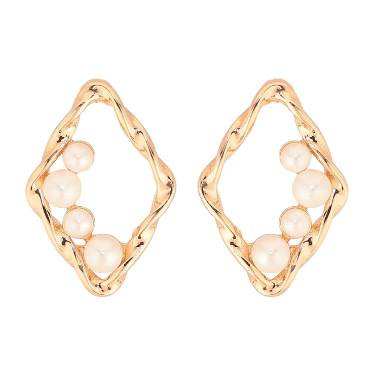 Сережки Xuping M&L колір 18K пусети "Ромби з перлинним візерунком" фото №18 Сережки Xuping M&L колір 18K пусети "Ромби з перлинним візерунком" фото №18