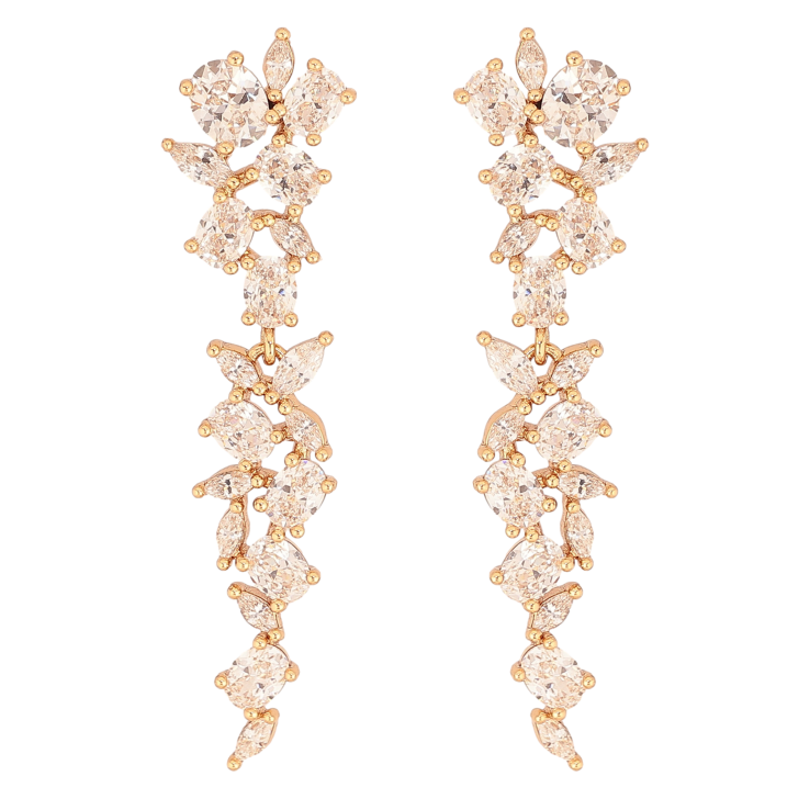 Серьги Xuping QQMM цвет Позолота 18K пусеты "Кристальные подвески" фото №24