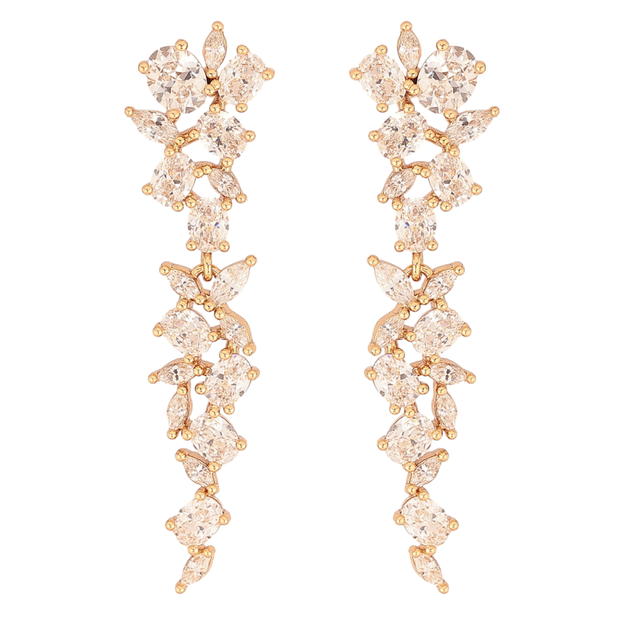Серьги Xuping QQMM цвет Позолота 18K пусеты "Кристальные подвески" фото №1