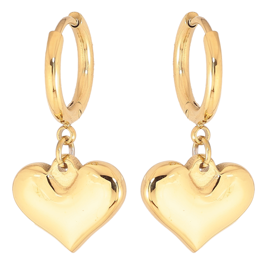 Серьги Xuping TTM Stainless Steel цвет 14К подвески на колечках сердечки фото №1 Серьги Xuping TTM Stainless Steel цвет 14К подвески на колечках сердечки фото №1
