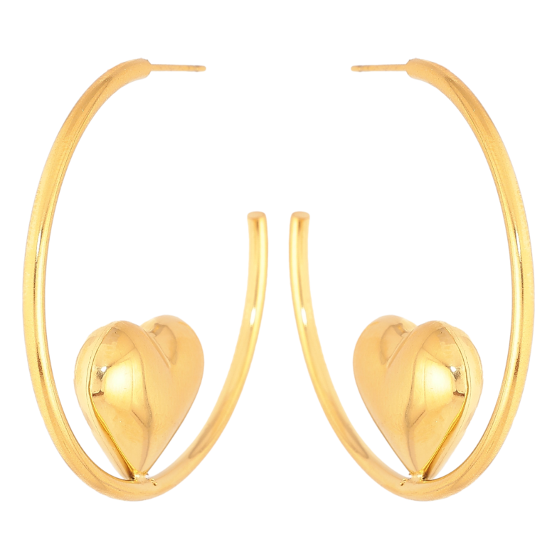 Сережки Xuping TTM Stainless Steel колір 14К пусети "Дуги із сердечками" фото №6 Сережки Xuping TTM Stainless Steel колір 14К пусети "Дуги із сердечками" фото №6