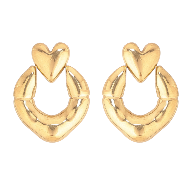Серьги Xuping TTM Stainless Steel цвет 14К пусеты "Колечки с сердечками" фото №9 Серьги Xuping TTM Stainless Steel цвет 14К пусеты "Колечки с сердечками" фото №9