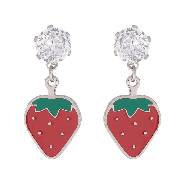 Сережки Xuping TTM Stainless Steel колір Родій пусети "Полунички" фото №18