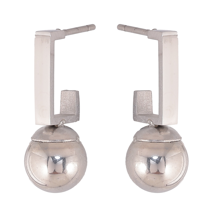 Серьги Xuping TTM Stainless Steel цвет Родий пусеты "Шарики на дужках" фото №5 Серьги Xuping TTM Stainless Steel цвет Родий пусеты "Шарики на дужках" фото №5