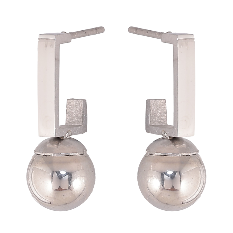 Сережки Xuping TTM Stainless Steel колір Родій пусети "Кульки на дужках" фото №1 Сережки Xuping TTM Stainless Steel колір Родій пусети "Кульки на дужках" фото №1