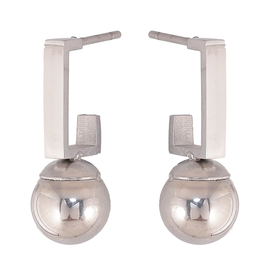 Серьги Xuping TTM Stainless Steel цвет Родий пусеты "Шарики на дужках" фото №1 Серьги Xuping TTM Stainless Steel цвет Родий пусеты "Шарики на дужках" фото №1
