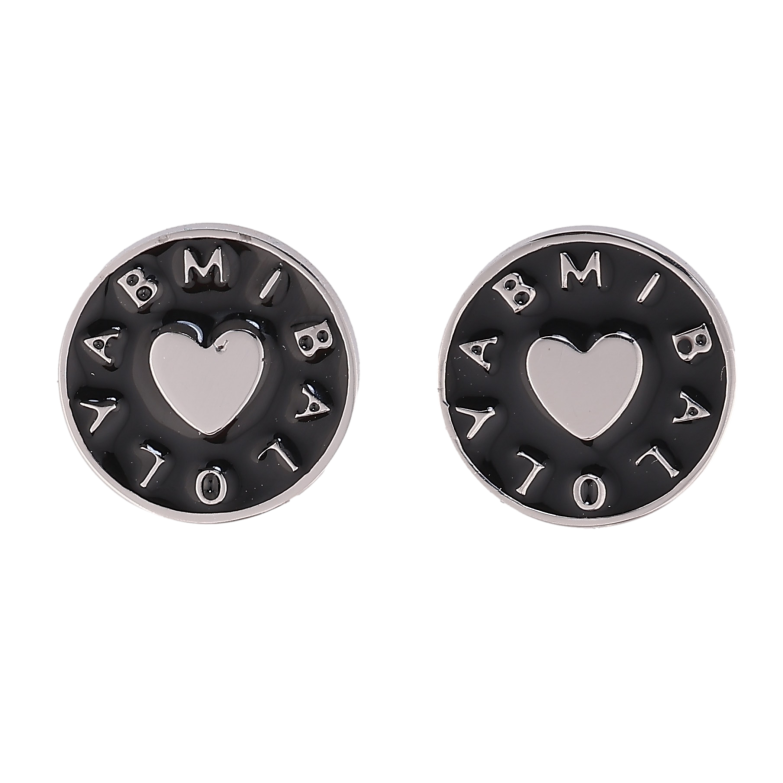 Сережки Xuping TTM Stainless Steel колір Родій пусети "Кільця з візерунком серця і чорною емаллю" фото №10 Сережки Xuping TTM Stainless Steel колір Родій пусети "Кільця з візерунком серця і чорною емаллю" фото №10