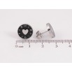 Серьги Xuping TTM Stainless Steel цвет Родий пусеты "Колечки с узором сердечки и черной эмалью" фото №2 Серьги Xuping TTM Stainless Steel цвет Родий пусеты "Колечки с узором сердечки и черной эмалью" фото №2