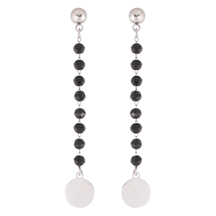 Серьги Xuping TTM Stainless Steel цвет Родий пусеты "Подвески с черными бусинами" фото №18 Серьги Xuping TTM Stainless Steel цвет Родий пусеты "Подвески с черными бусинами" фото №18