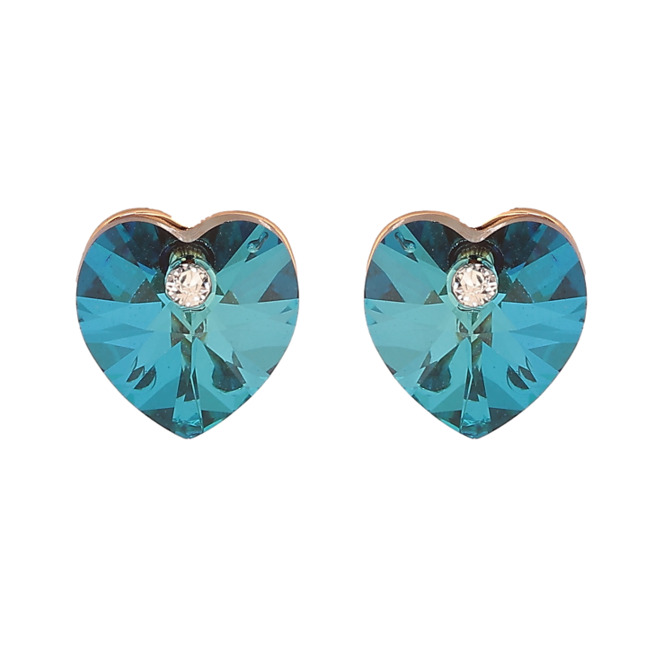 Серьги Xuping цвет 18K с кристаллами Swarovski пусеты "Сердечки Metallic Blue" фото №12