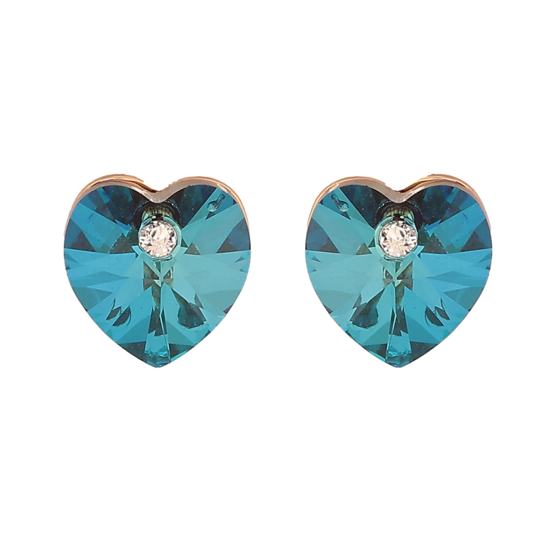 Сережки Xuping колір 18K з кристалами Swarovski пусети "Сердечка Metallic Blue" фото №3 Сережки Xuping колір 18K з кристалами Swarovski пусети "Сердечка Metallic Blue" фото №3