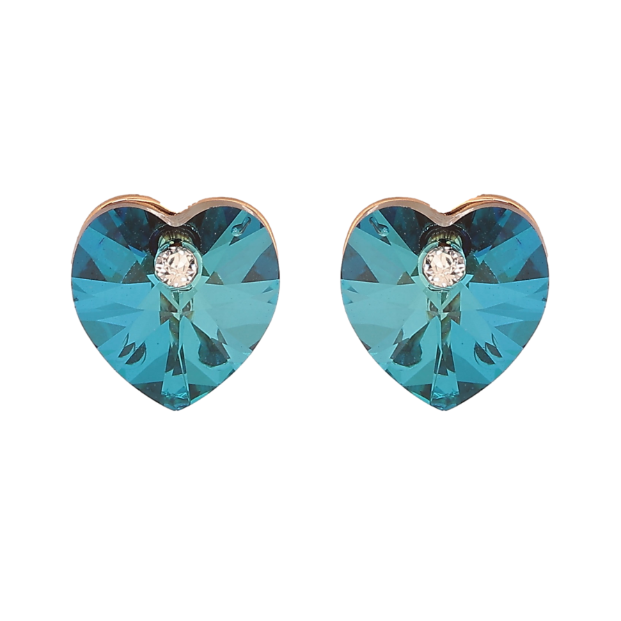 Сережки Xuping колір 18K з кристалами Swarovski пусети "Сердечка Metallic Blue" фото №1 Сережки Xuping колір 18K з кристалами Swarovski пусети "Сердечка Metallic Blue" фото №1
