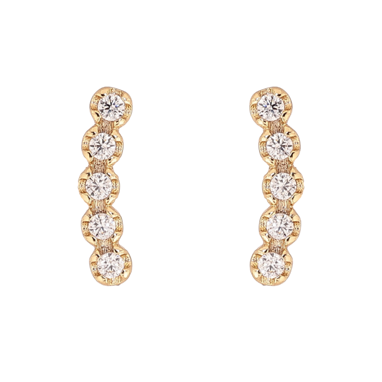 Сережки Xuping колір Позолота 14K пусети "Дорожки кристалів" фото №1