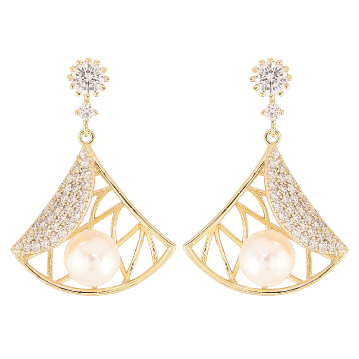 Серьги Xuping цвет Позолота 14K пусеты "Декоративные подвески с жемчужинами"  фото №3