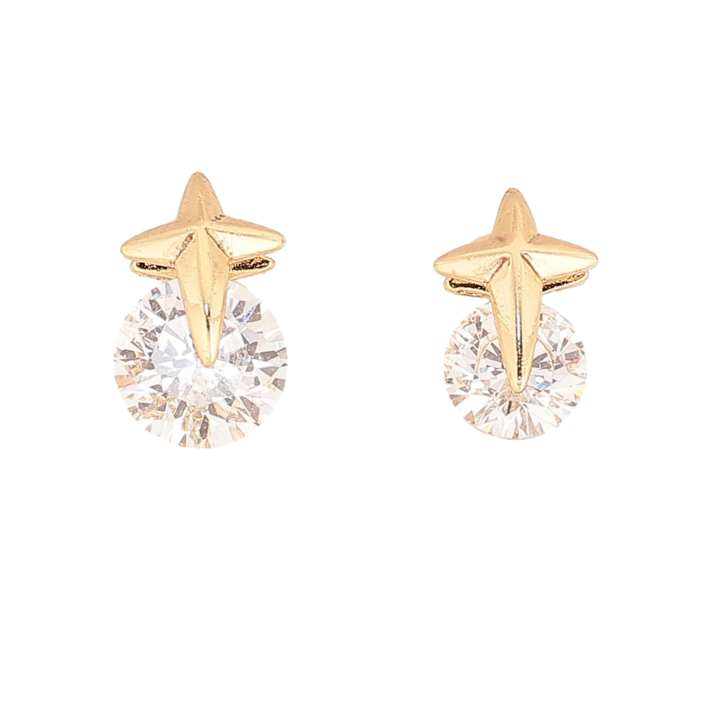 Серьги Xuping цвет Позолота 14K пусеты "Ассиметричные кристаллы с звездами" фото №1 Серьги Xuping цвет Позолота 14K пусеты "Ассиметричные кристаллы с звездами" фото №1