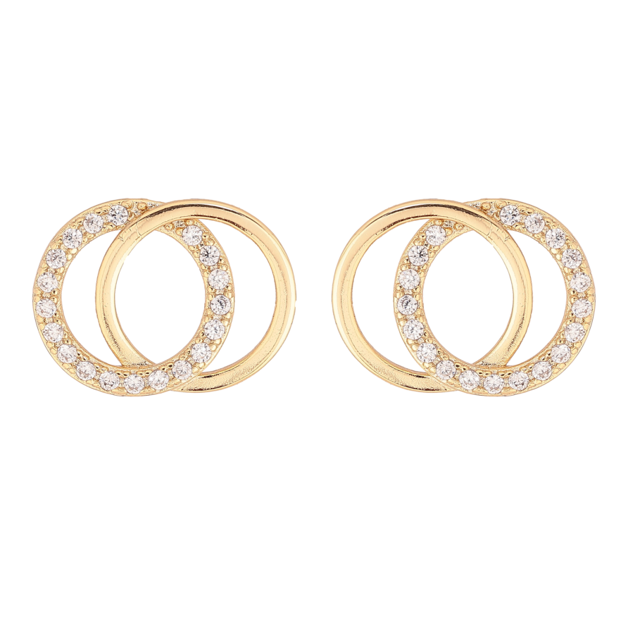 Серьги Xuping цвет Позолота 14K пусеты "Колечки с кристаллами" фото №1 Серьги Xuping цвет Позолота 14K пусеты "Колечки с кристаллами" фото №1