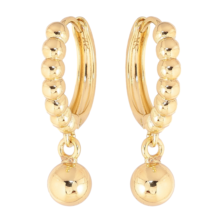 Серьги Xuping цвет Позолота 14K подвески на колечках "Шарики" фото №22