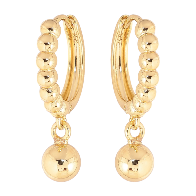 Сережки Xuping колір Позолота 14K підвіски на колечках "Кульки" фото №3 Сережки Xuping колір Позолота 14K підвіски на колечках "Кульки" фото №3