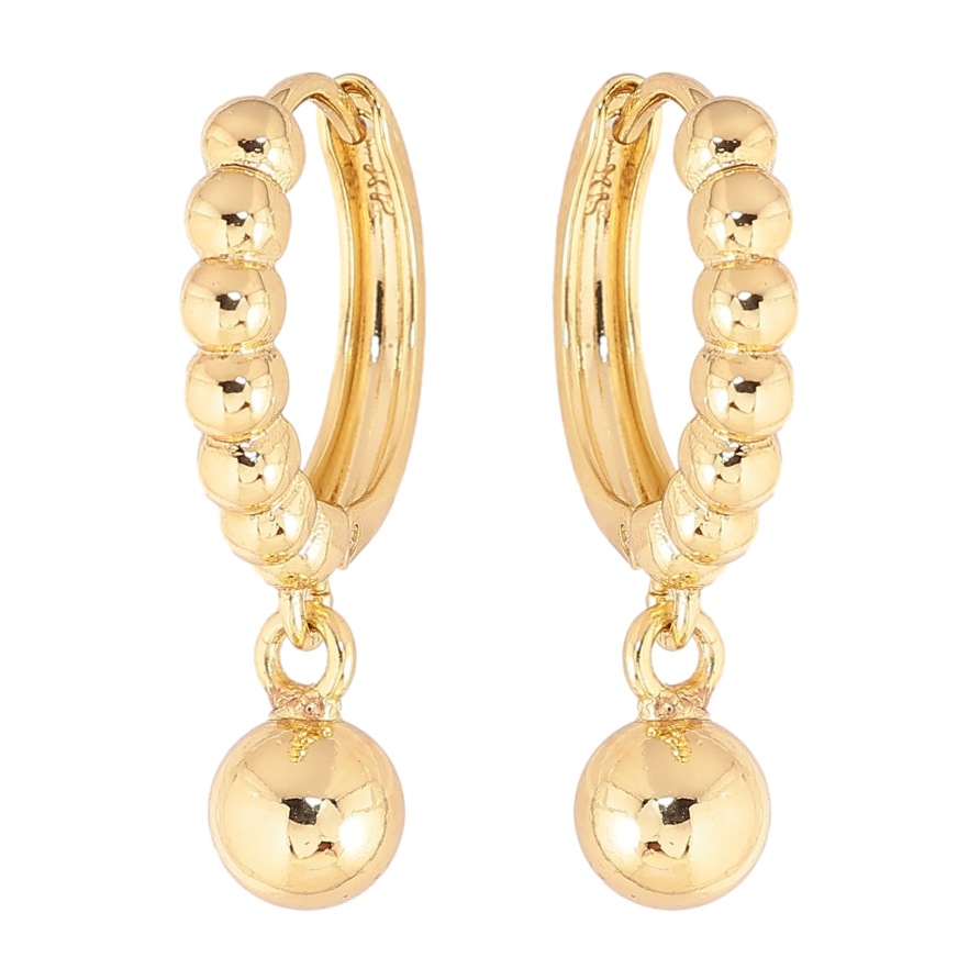 Серьги Xuping цвет Позолота 14K подвески на колечках "Шарики" фото №1 Серьги Xuping цвет Позолота 14K подвески на колечках "Шарики" фото №1