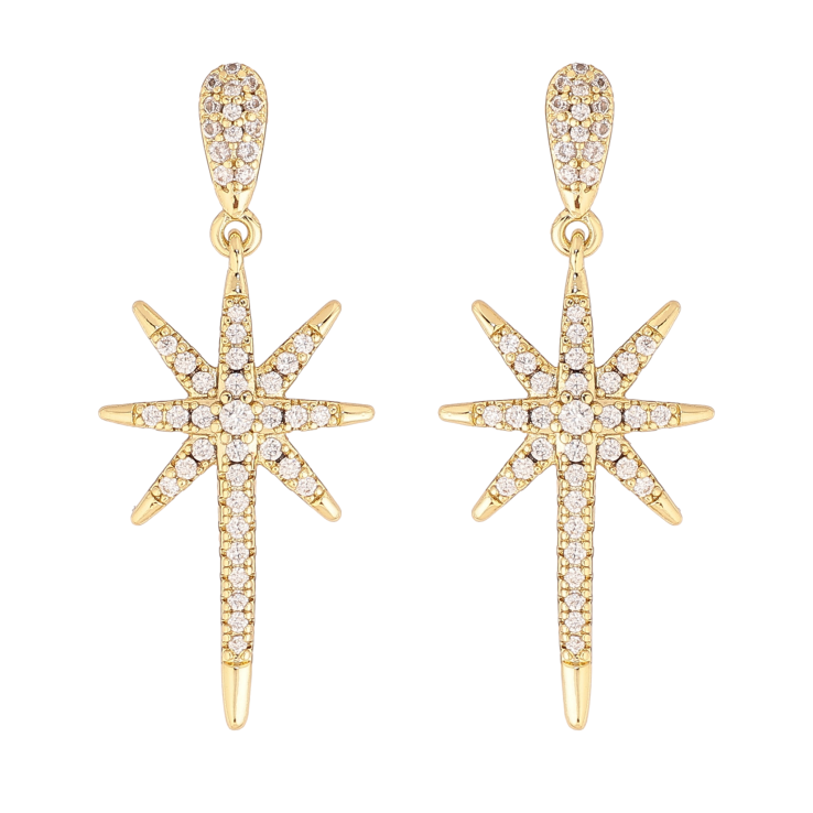 Сережки Xuping колір Позолота 14K пусети "Зоряні підвіски з кристалами"  фото №3