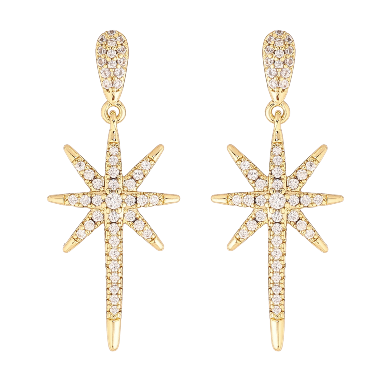 Серьги Xuping цвет Позолота 14K пусеты "Звездные подвески с кристаллами" фото №4 Серьги Xuping цвет Позолота 14K пусеты "Звездные подвески с кристаллами" фото №4