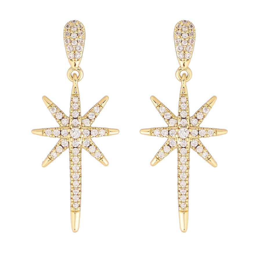 Серьги Xuping цвет Позолота 14K пусеты "Звездные подвески с кристаллами" фото №1 Серьги Xuping цвет Позолота 14K пусеты "Звездные подвески с кристаллами" фото №1