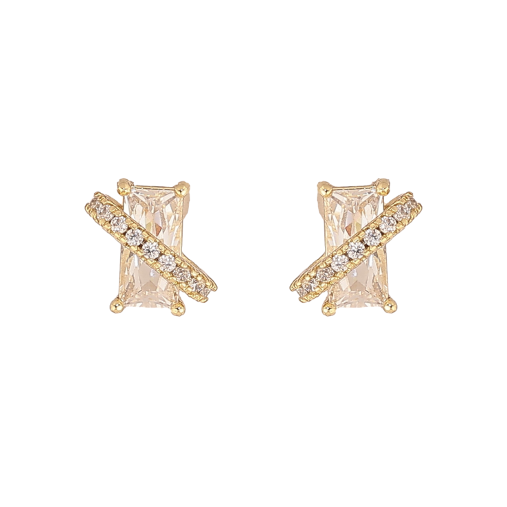 Сережки Xuping колір Позолота 14K пусети "Кристали"  фото №4