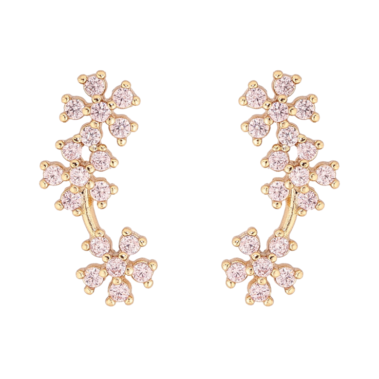 Сережки Xuping колір Позолота 14K пусети "Рожеві кристальні квіточки" фото №18 Сережки Xuping колір Позолота 14K пусети "Рожеві кристальні квіточки" фото №18