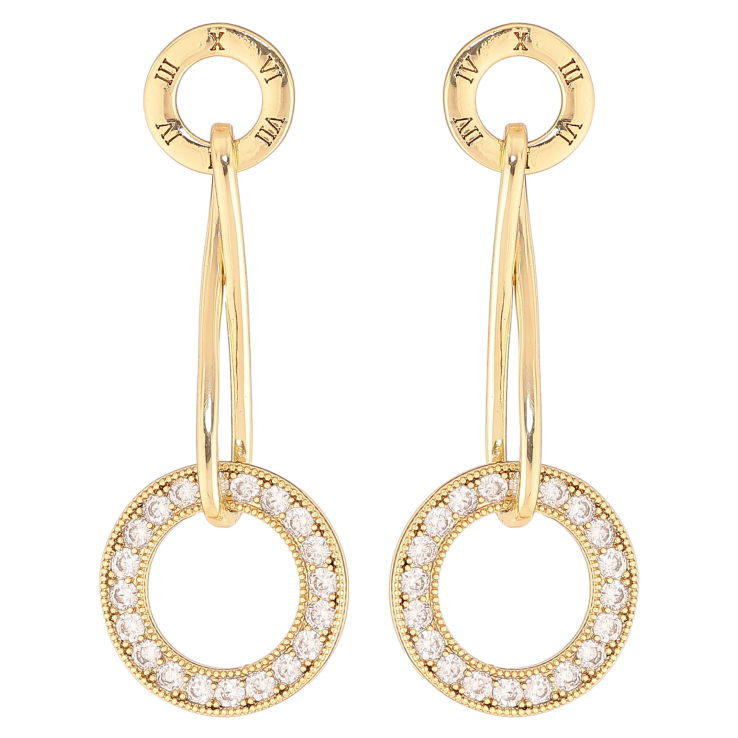 Сережки Xuping колір Позолота 14K пусети "Кільця з кристалами" фото №10 Сережки Xuping колір Позолота 14K пусети "Кільця з кристалами" фото №10