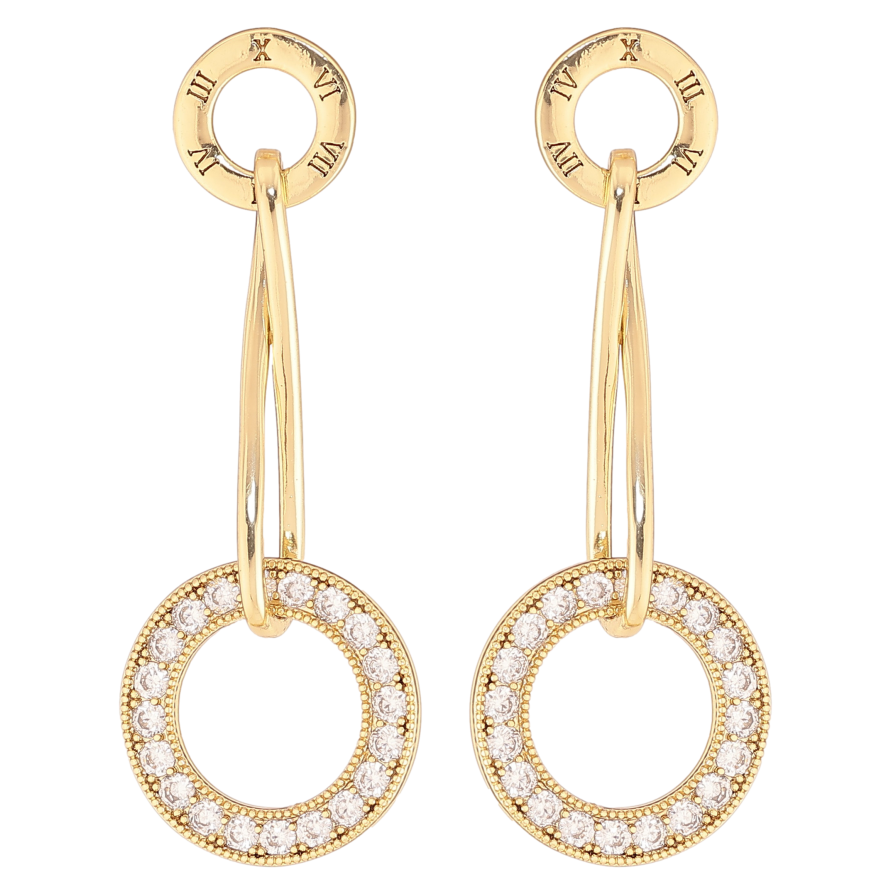 Сережки Xuping колір Позолота 14K пусети "Кільця з кристалами" фото №1 Сережки Xuping колір Позолота 14K пусети "Кільця з кристалами" фото №1