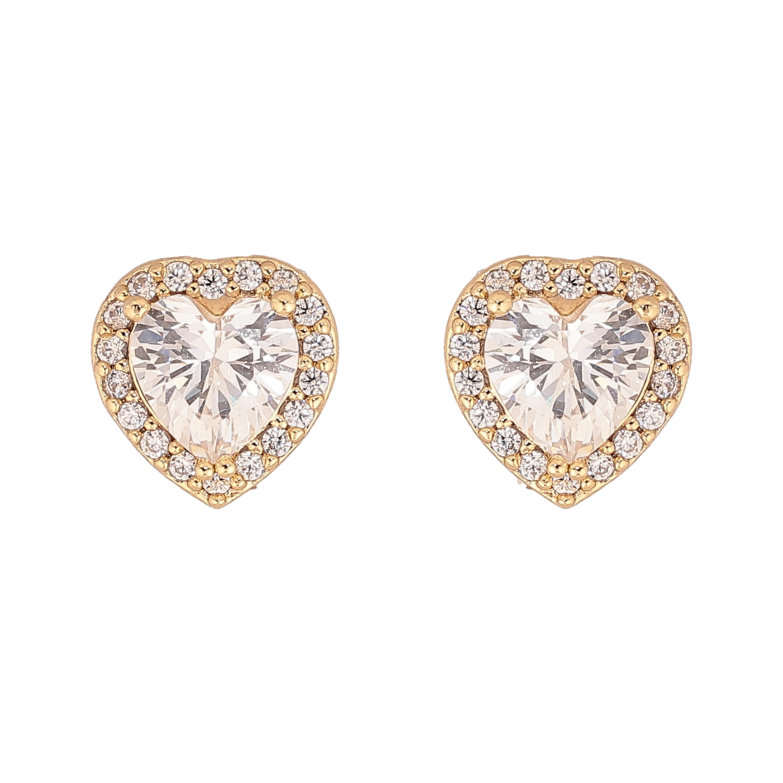 Сережки Xuping колір Позолота 14K пусети "Кристальні серця" фото №1 Сережки Xuping колір Позолота 14K пусети "Кристальні серця" фото №1