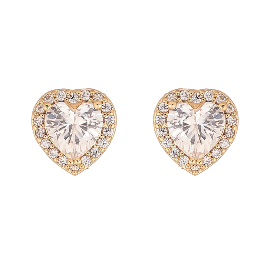Сережки Xuping колір Позолота 14K пусети "Кристальні серця" фото №1 Сережки Xuping колір Позолота 14K пусети "Кристальні серця" фото №1
