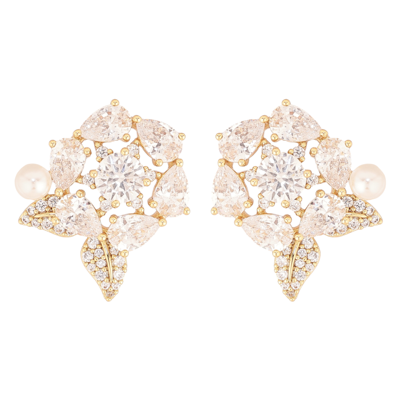 Сережки Xuping колір Позолота 14K пусети "Кристальні квіточки" фото №16