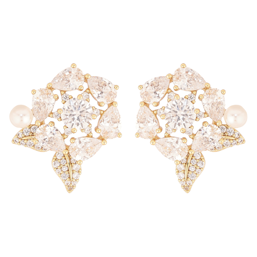Сережки Xuping колір Позолота 14K пусети "Кристальні квіточки" фото №1