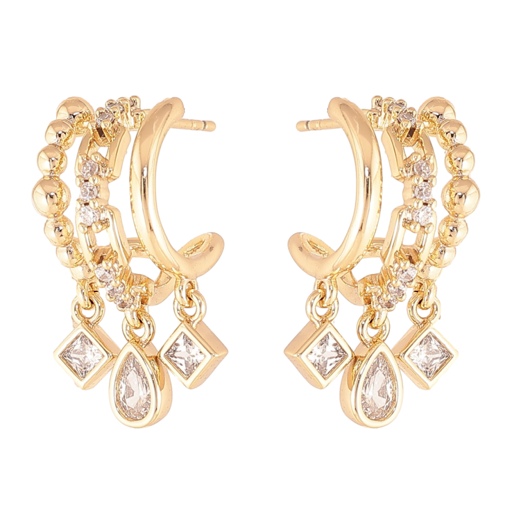 Сережки Xuping колір Позолота 14K пусети "Кристальні підвіски" фото №12 Сережки Xuping колір Позолота 14K пусети "Кристальні підвіски" фото №12