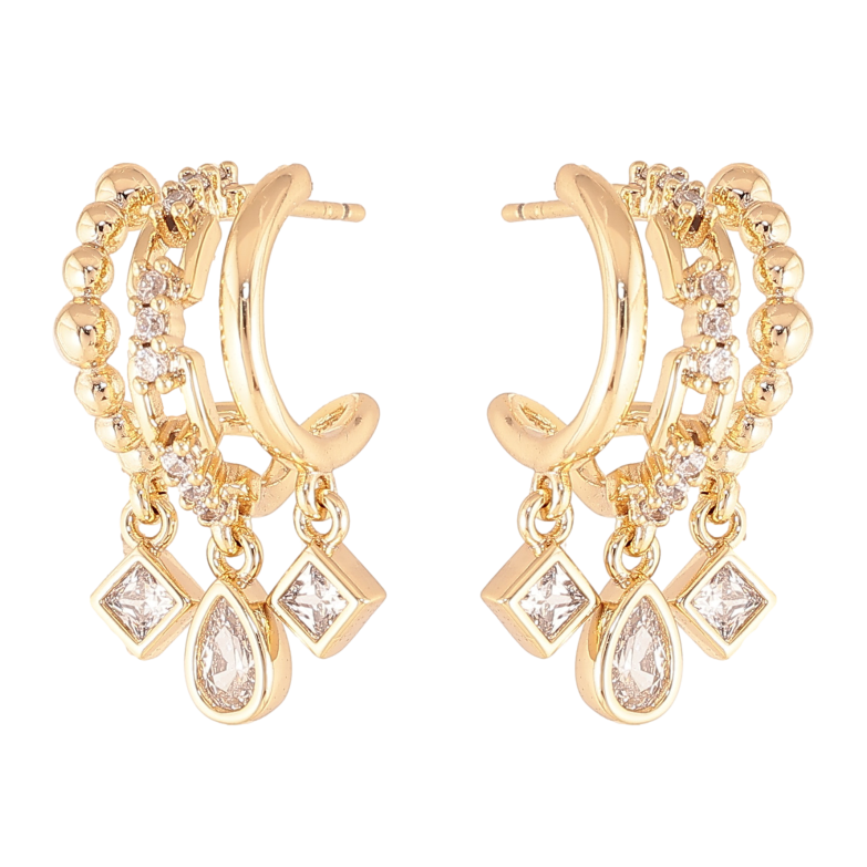 Сережки Xuping колір Позолота 14K пусети "Кристальні підвіски" фото №1 Сережки Xuping колір Позолота 14K пусети "Кристальні підвіски" фото №1