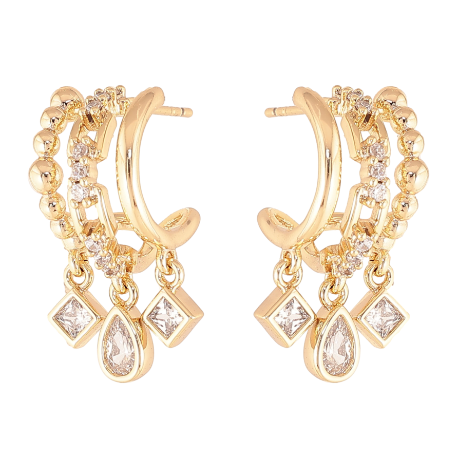 Сережки Xuping колір Позолота 14K пусети "Кристальні підвіски" фото №1 Сережки Xuping колір Позолота 14K пусети "Кристальні підвіски" фото №1